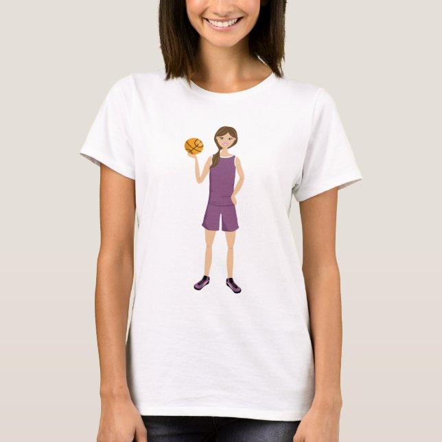 Cute Basketball Girl Tecknad Illustration Tee (Framsida)