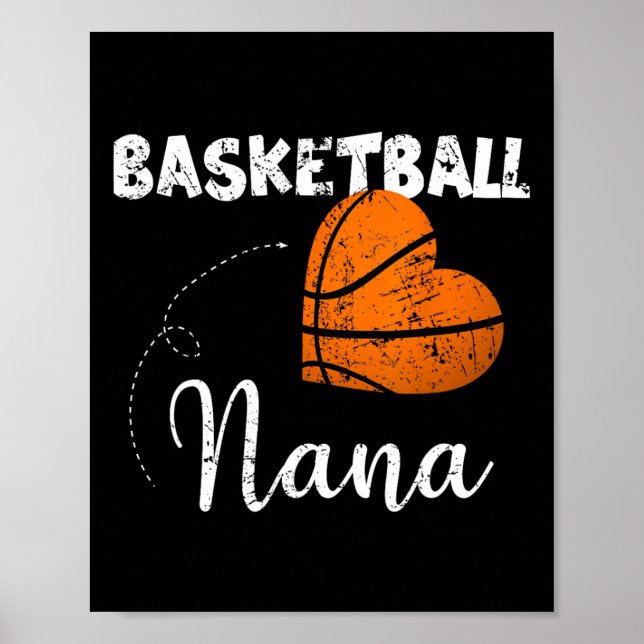 Cute Basketball Heart Basketball Nana Poster (Framsidan)