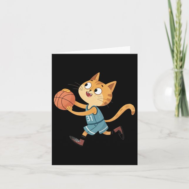Cute Basketball-katt Kort (Framsida)