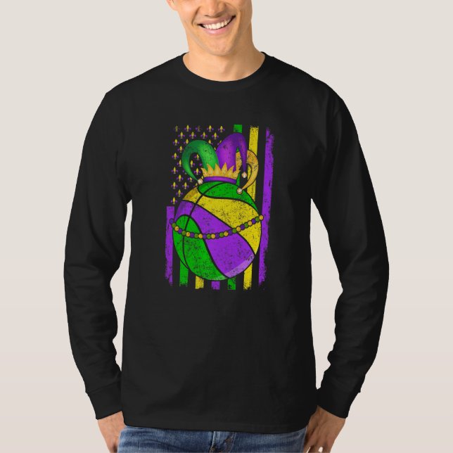 Cute Basketball Mardi Gras Hat Party Festival App T Shirt (Framsida)