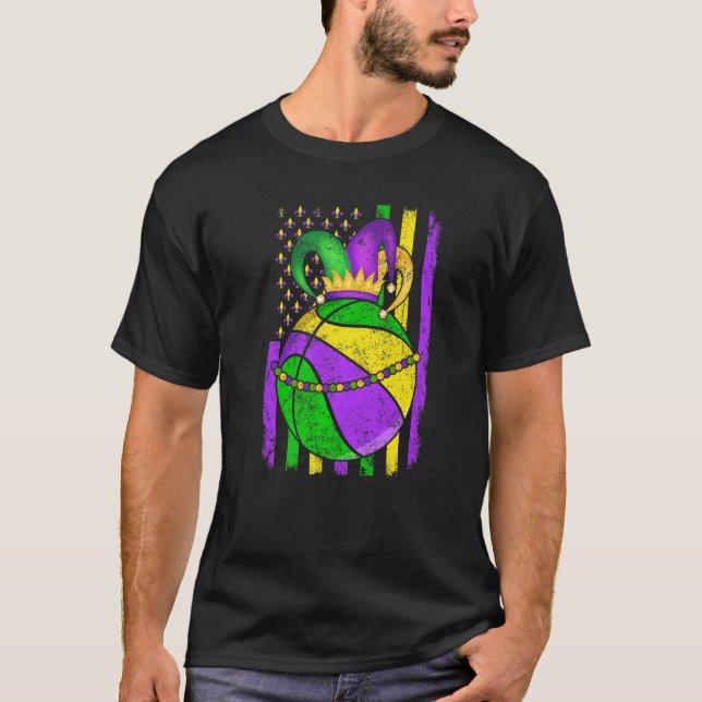Cute Basketball Mardi Gras Hat Party Festival App T Shirt (Framsida)