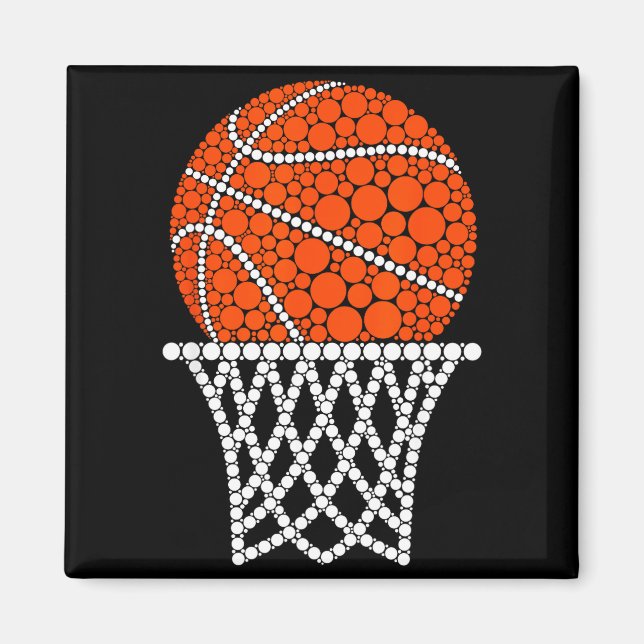 Cute Basketball Polka Dot Art Student Happy Dot Da Magnet (Framsidan)