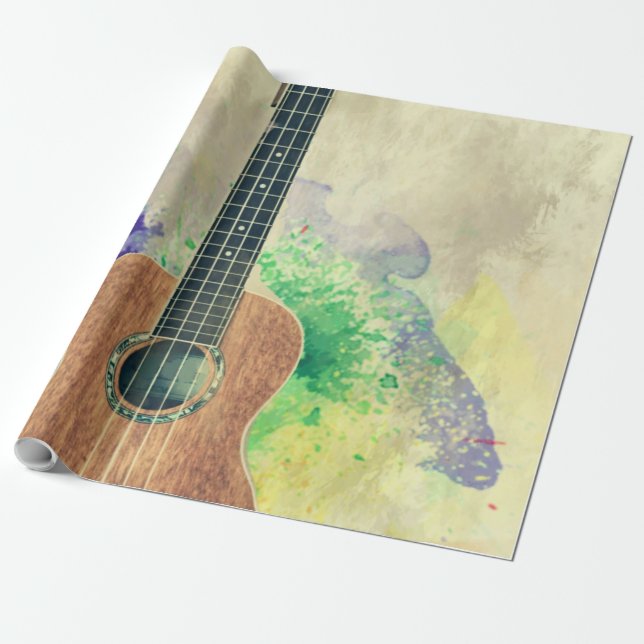Cute Bass Guitar Presentpapper (Utrullad)