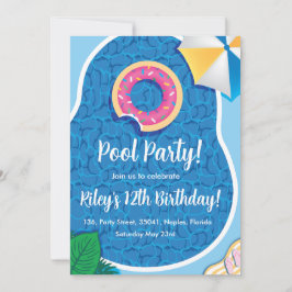 Cute Bassäng Donut-inbjudan till temaparty Inbjudningar