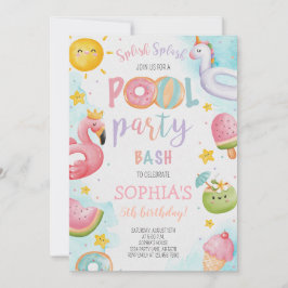 Cute Bassäng Party Birthday Bash Inbjudningar
