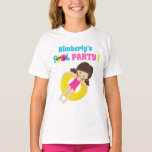 Cute Bassäng Party Birthday Girl Personlig T Shirt<br><div class="desc">Barn i fantastisk vid anpassningsbarna bassäng t-shirts för flick kalas under sommaren. Har en skarp,  roligt av färg och ett vackert simbarn i ett innerslang. Anpassa med din evenemangsrubrik eller barnens namn.</div>