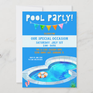 Cute Bassäng Party för alla Tillfälle Inbjudningar