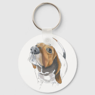 Cute Basset Hound Älskare Stäng Nyckelring