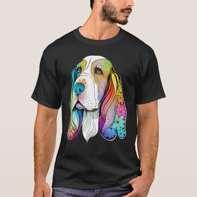 Cute Basset Hound Dog on Basset Hound T Shirt (Framsida)
