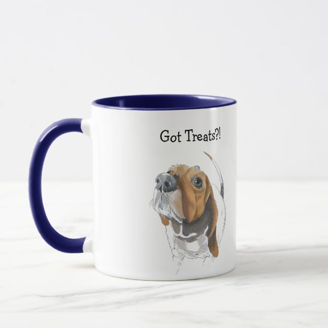 Cute Basset Hound Färg Illustration Mugg (Vänster)