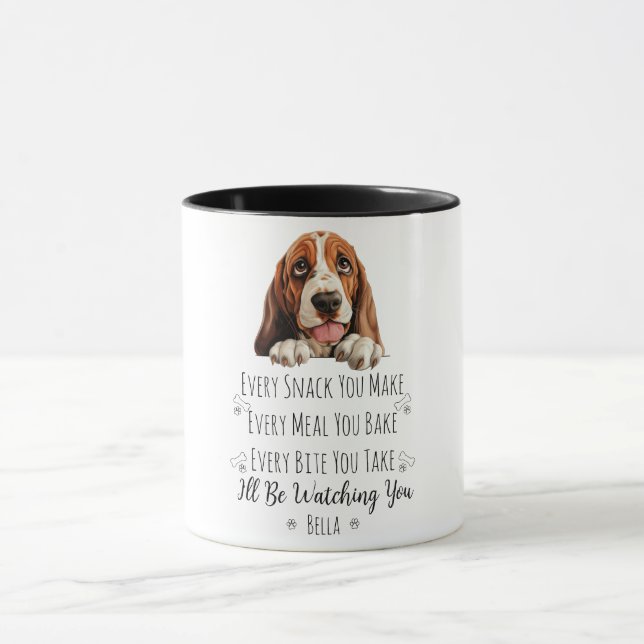 Cute Basset Hound Hund Funny Anpassningsbar Mugg (Center)
