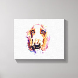 Cute Basset Hound Hund Head Ansikte Puppy Canvastryck