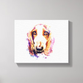 Cute Basset Hound Hund Head Ansikte Puppy Canvastryck