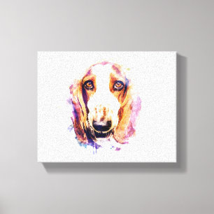 Cute Basset Hound Hund Head Ansikte Puppy Canvastryck