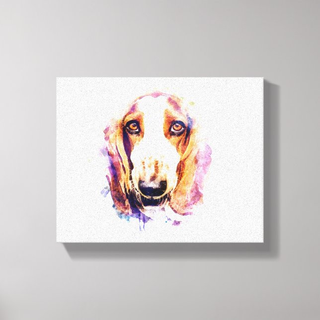 Cute Basset Hound Hund Head Ansikte Puppy Canvastryck (Framsida)