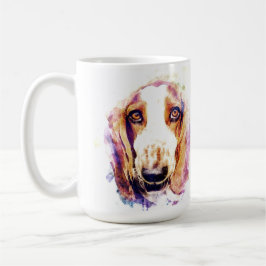 Cute Basset Hound Hund Head Ansikte Puppy Kaffemugg