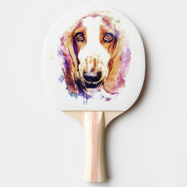 Cute Basset Hound Hund Head Ansikte Puppy Pingisracket (Framsidan)