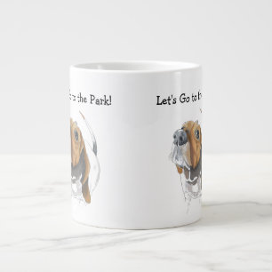 Cute Basset Hound Original Färg Illustration Jumbo Mugg