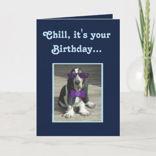 Cute Basset Hound på det fina födelsedagskortet Kort