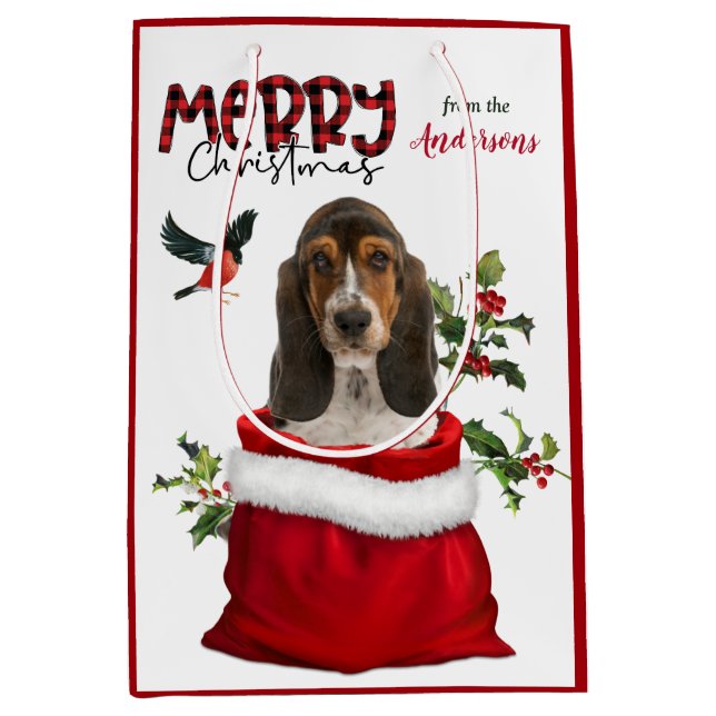 Cute Basset Hound Puppy Hund jul (Framsidan)