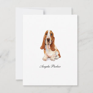 Cute Basset Hound-vattenfärg Platt Tack-kort Tack Kort