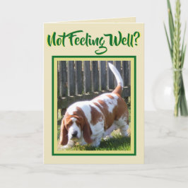 Cute "Basset Hound" W/Daisy på "Get well Card" Kort