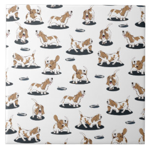 Cute Basset Hounds Kakelplatta