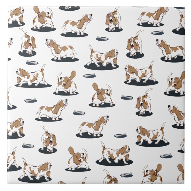 Cute Basset Hounds Kakelplatta (Framsidan)
