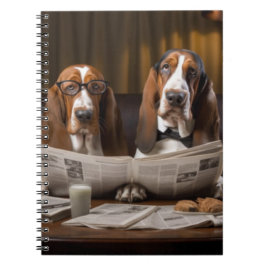 Cute basset hounds läser tidningar anteckningsbok