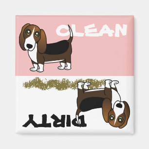 Cute Basset Hund Clean Dirty Dishwasher Magnet