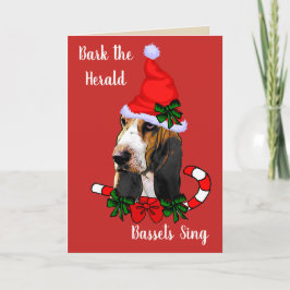 Cute Basset Hund-jul Helgkort