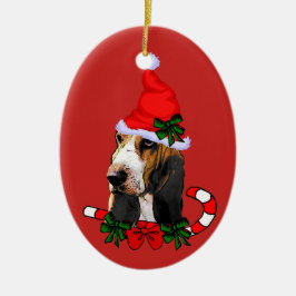 Cute Basset Hund-jul Julgransprydnad Keramik