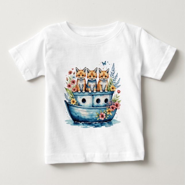 Cute-båt med djur t shirt (Framsida)