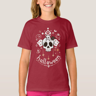 Cute Bat & Skull Halloween Vibes T Shirt