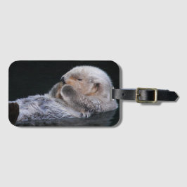 Cute Bathing Sea Otter Bagagebricka