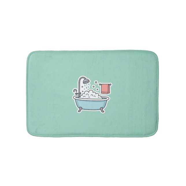 Cute Bathtub Sticker med Bubbles och Towel Badrumsmatta (Framsidan)