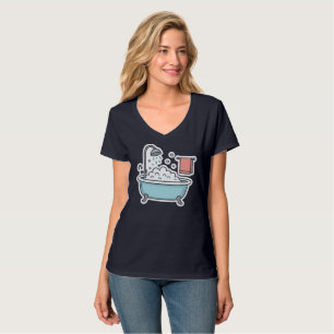 Cute Bathtub Sticker med Bubbles och Towel T Shirt