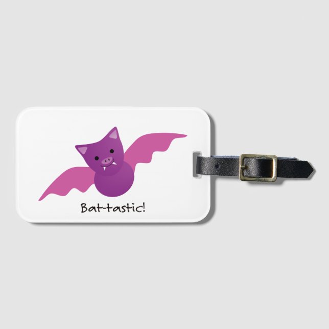 Cute Battastic Rosa Fladdermus Bagagebricka (Framsida horisontal)