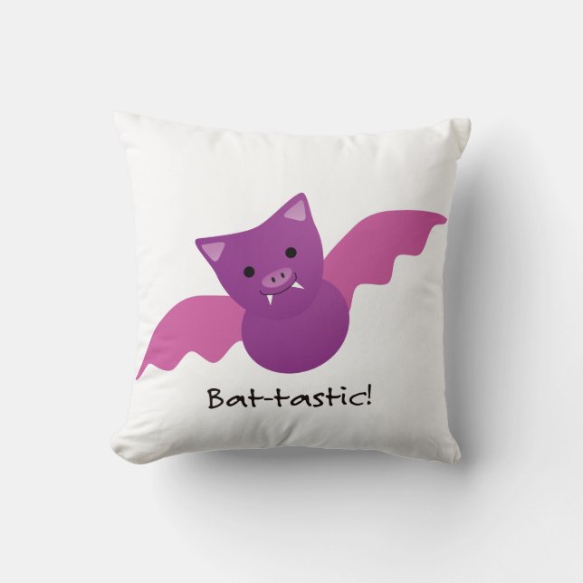 Cute Battastic Rosa Fladdermus Kudde (Framsida)