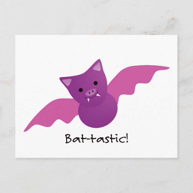 Cute Battastic Rosa Fladdermus Vykort (Framsida)