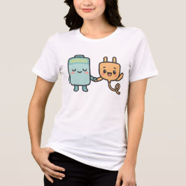 Cute Battery and Plug Characters T Shirt