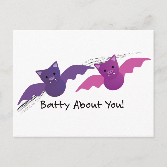 Cute Batty about You Fladdermöss Vykort (Framsida)