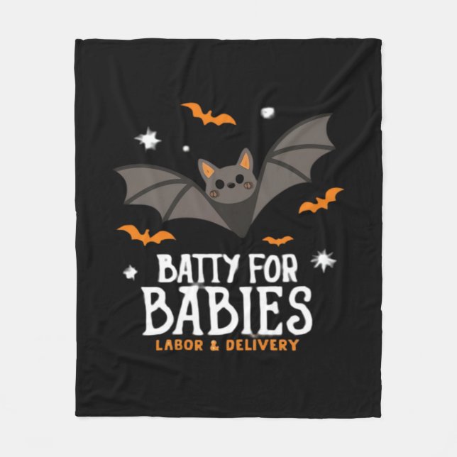 Cute Batty for Spädbarn Labour and Delivery Nurse  Fleecefilt (Framsidan)