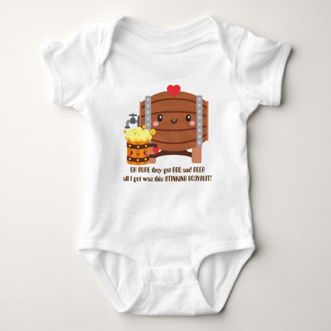Cute BBQ och Beer baby unisex-kroppsdräkt T Shirt (Framsida)