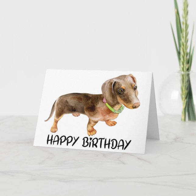 Cute Bday Puppy Hund älskare Dachshund Birthday Kort (Framsida)