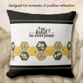 Cute Be Kind Bumble Bee Honeycomb Accent Kudde