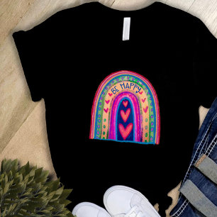 Cute Be Lycklig Rainbow Roligt Inspiritivity T-Shi T Shirt
