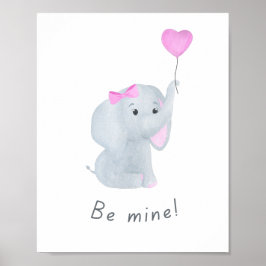 Cute 'be my' Flicka Elephant Nursery Wall Art Poster