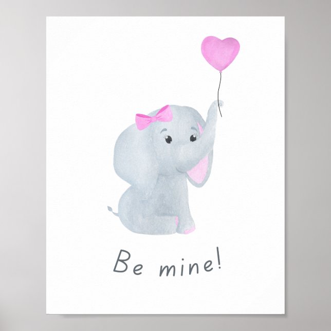 Cute 'be my' Flicka Elephant Nursery Wall Art Poster (Framsidan)