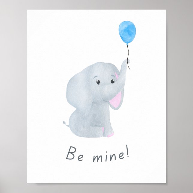 Cute 'be my' Pojke Elephant Nursery Wall Art Poster (Framsidan)